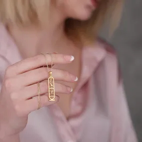 Personalized Cartouche Pendant Name Necklace, Hieroglyph Egypt Jewelry by HStudio (L, rose gold)
