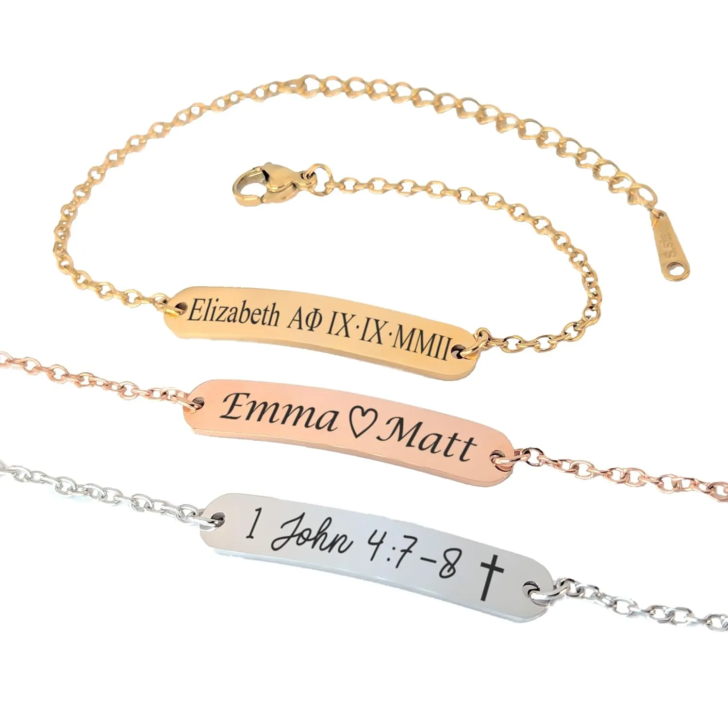 Personalized Custom Engraved Bar Bracelet Handmade Jewelry for Couples, Sisterhood, Bridesmaids, Coordinates, Names, Dates, Bible Verses, Eco-Friendly Gift Mothers Day Gift Idea For Mom
