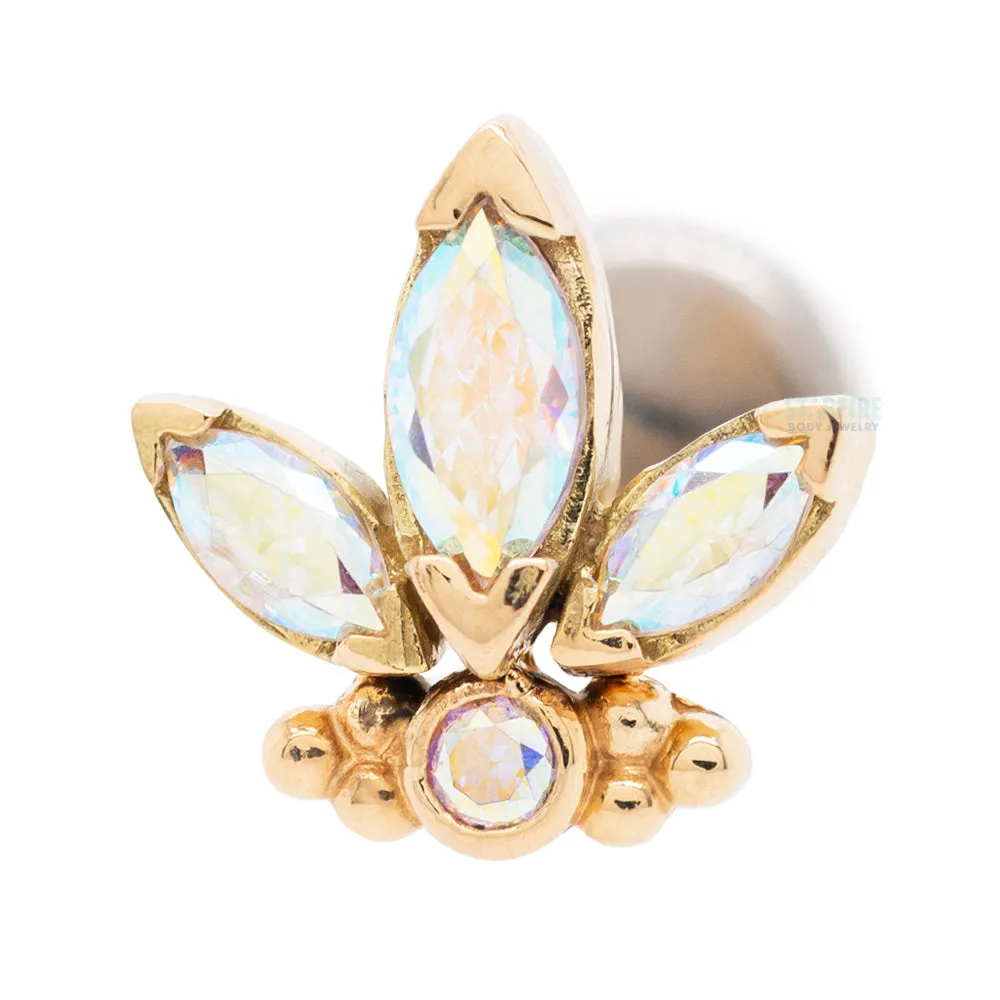 "Anna" with Faceted Gems in Gold - on flatback