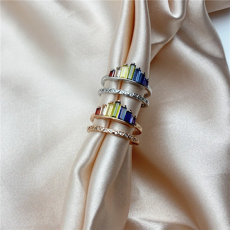 Rainbow Micro Diamond Ring - Elegant Multi-Color Gemstone Jewelry for All Occasions