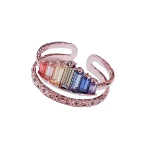 Rainbow Micro Diamond Ring - Elegant Multi-Color Gemstone Jewelry for All Occasions