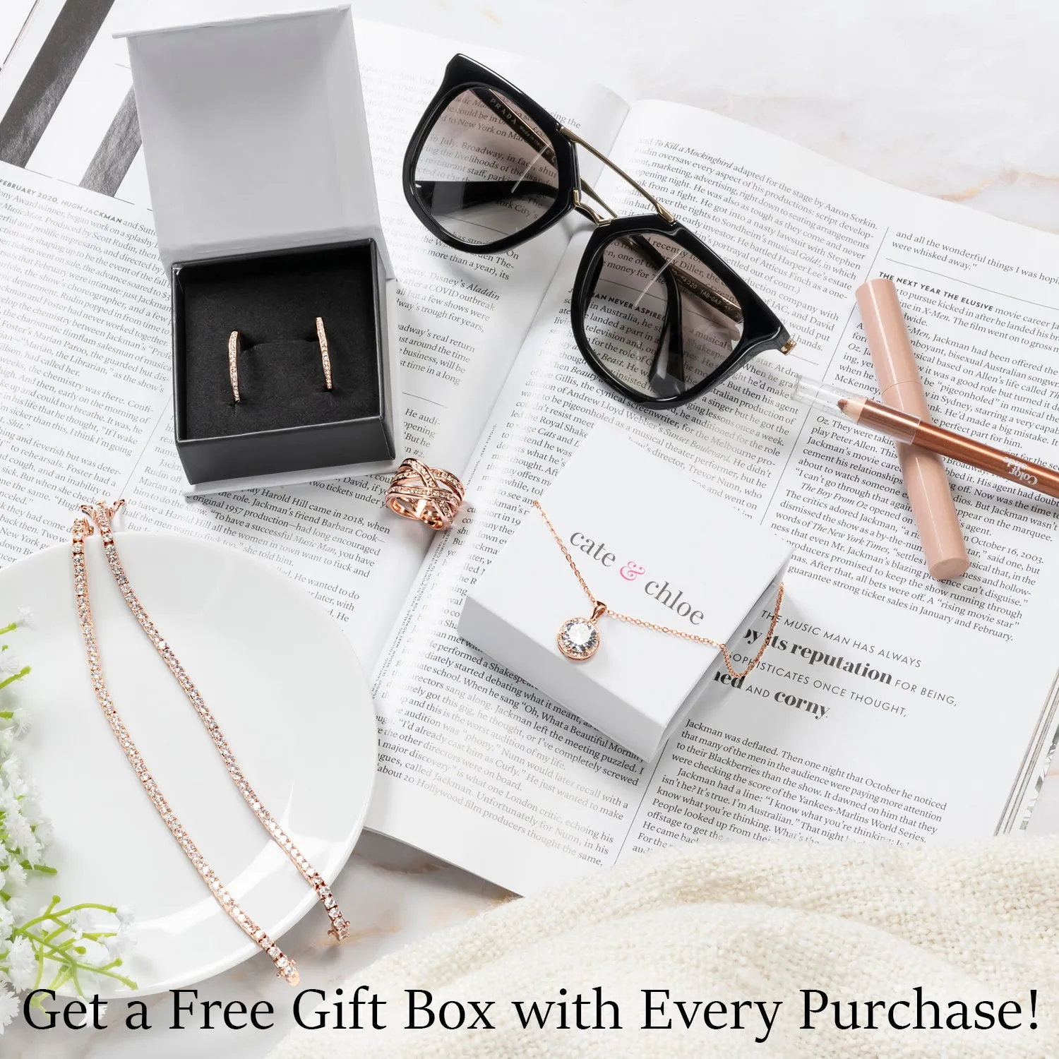 Rosie 18k Rose Gold Plated Pendant Necklace with Pink Crystals