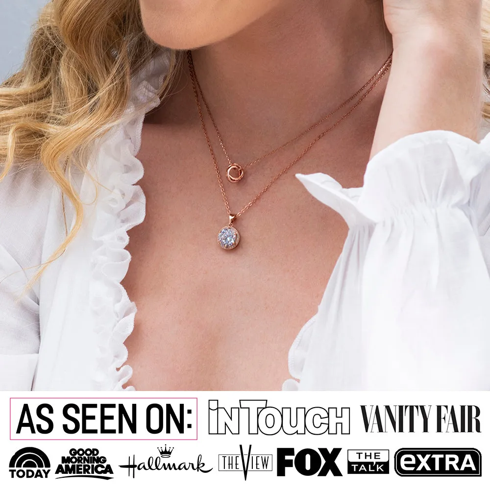 Rosie 18k Rose Gold Plated Pendant Necklace with Pink Crystals
