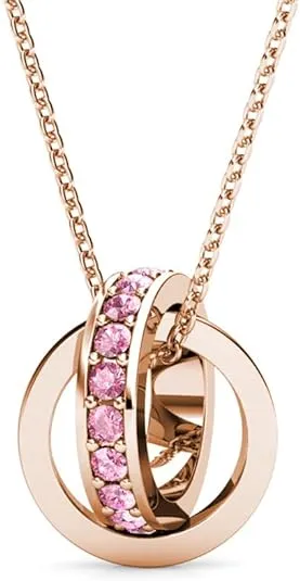 Rosie 18k Rose Gold Plated Pendant Necklace with Pink Crystals