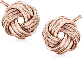 Ross-Simons 14kt Rose Gold Textured and Polished Love Knot Stud Earrings
