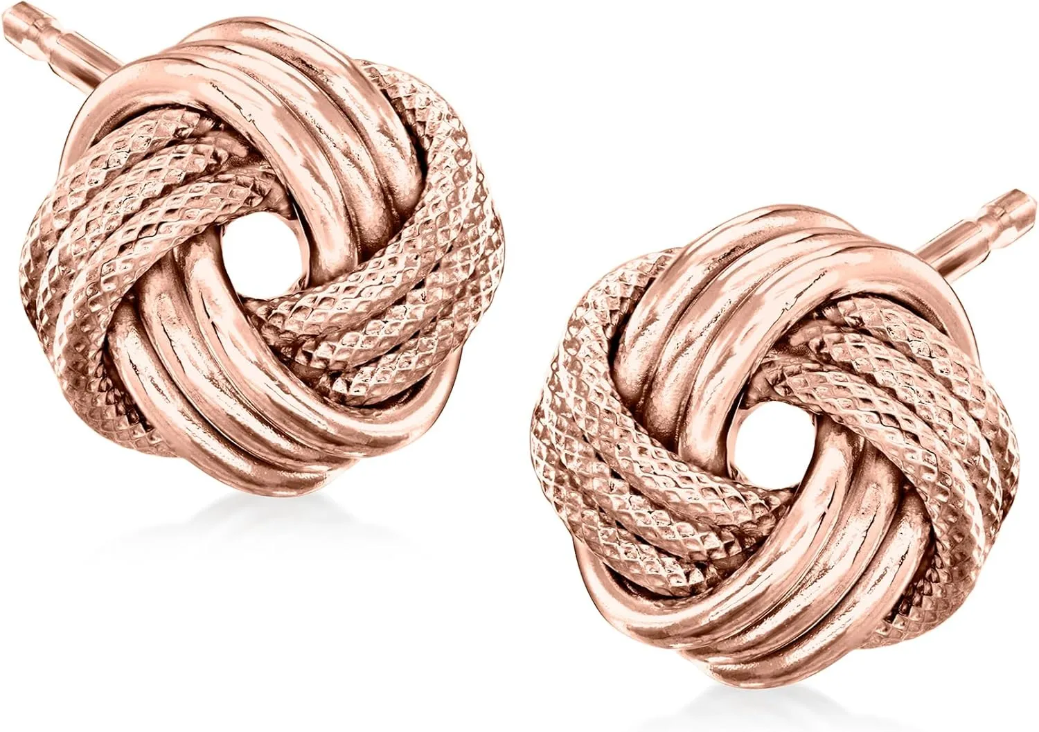 Ross-Simons 14kt Rose Gold Textured and Polished Love Knot Stud Earrings