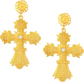 Sacina Gold-tone Large Cross Stud Earrings for Women, Gothic Victorian Vintage Earrings, Costume Jewelry, Christmas Jewelry Gift for Women
