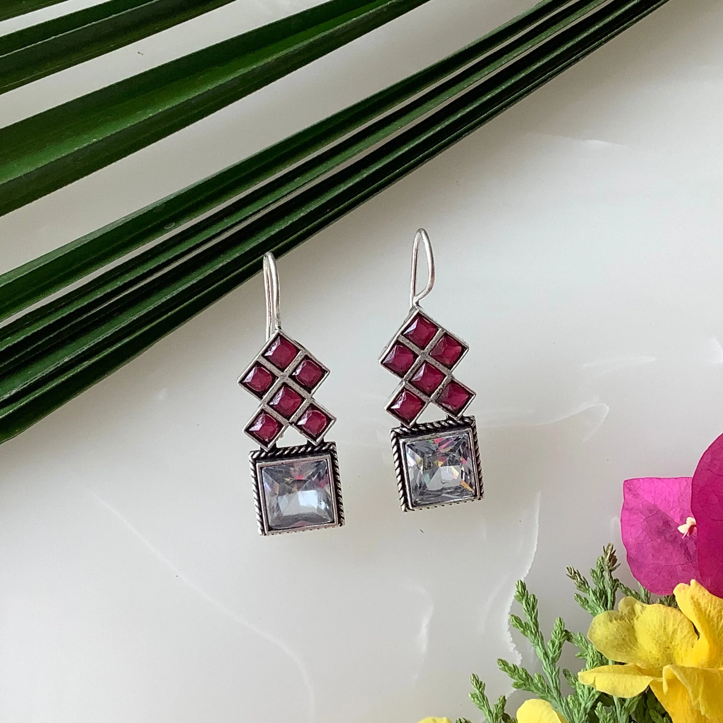 Salvanity German Silver Cute Danglers earrings
