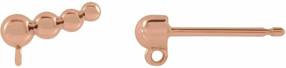 Semi-Polished 14k Rose Gold Graduated Ear Climber Top For Earring Jewelry Finding Component Fine Jewelry For Women Gifts For Her (Right Side Only)