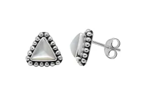 Silver Mother of Pearl Triangle Earrings