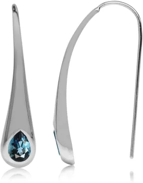 Silvershake 7x5MM Pear Shape Birthstone Gemstone White Gold Plated or 18K Yellow Gold Plated 925 Sterling Silver Modern Style Hook Earrings Jewelry for Women