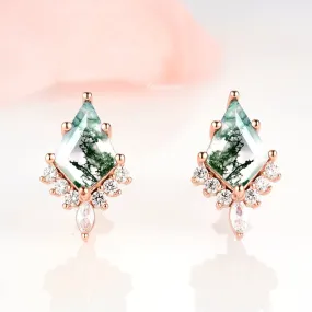 Skye Kite Green Moss Agate Earrings- 14K Rose Gold Vermeil