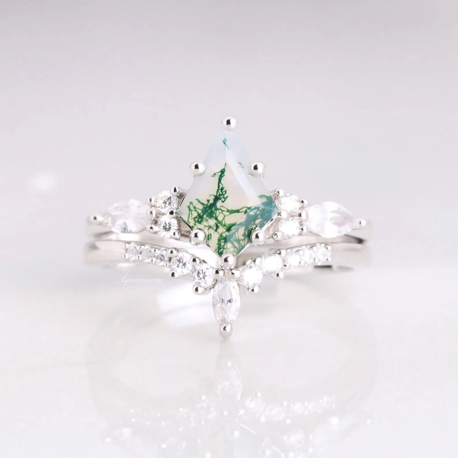 Skye Kite Green Moss Agate Ring Couples Ring