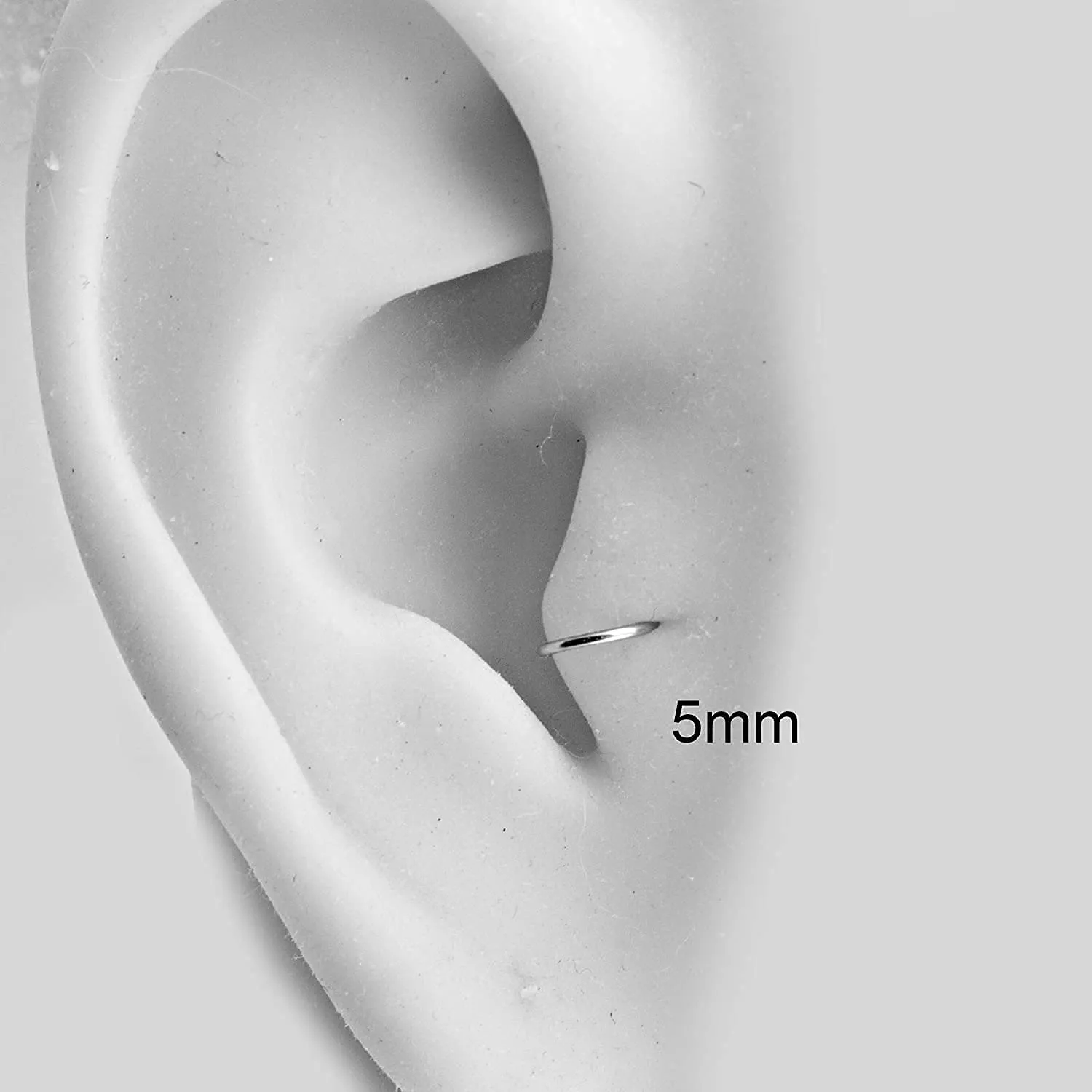 Sparkly Wire Small Piercing Hoop Earrings for Women, fit Helix Cartilage Rook Snug Hoops Nose Ring Hoops, Mini Tragus Piercing Hypoallergenic (5mm/ SS 20 gauge)