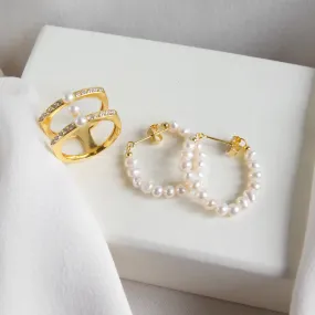 Stacked Baby Freshwater Pearl Hoops