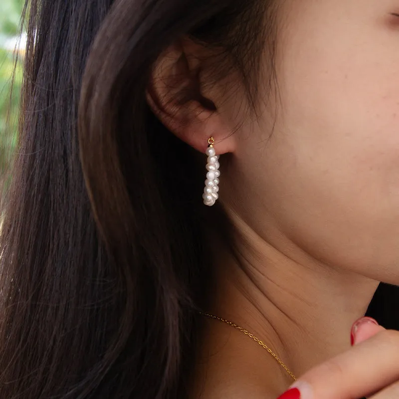 Stacked Baby Freshwater Pearl Hoops