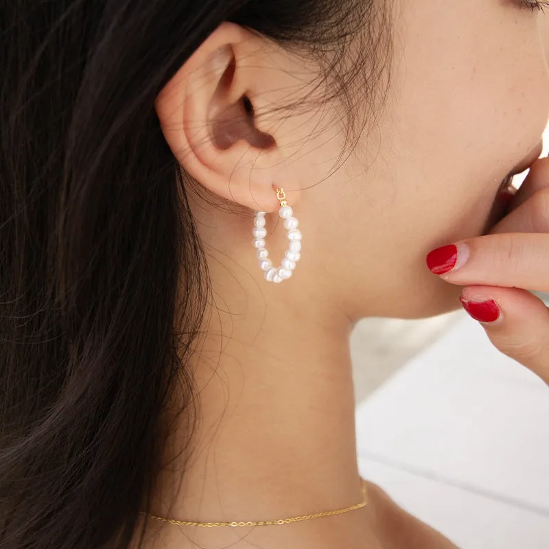 Stacked Baby Freshwater Pearl Hoops