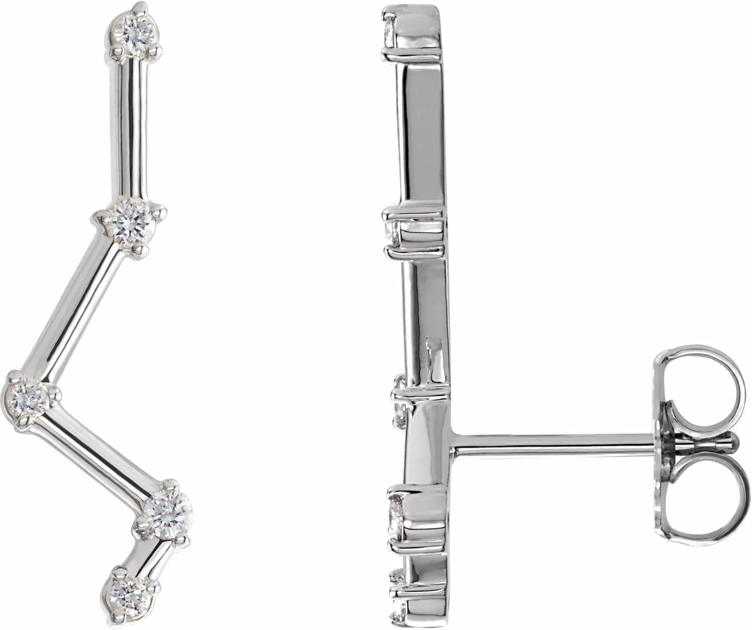 Sterling Silver 1/10 CTW Natural Diamond Constellation Ear Climbers Precious
