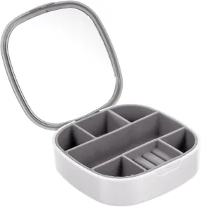 Travel Jewelry Box Small Jewelry Organizer with Mirror for Earrings Necklaces Compact Storage Case Portable for Women