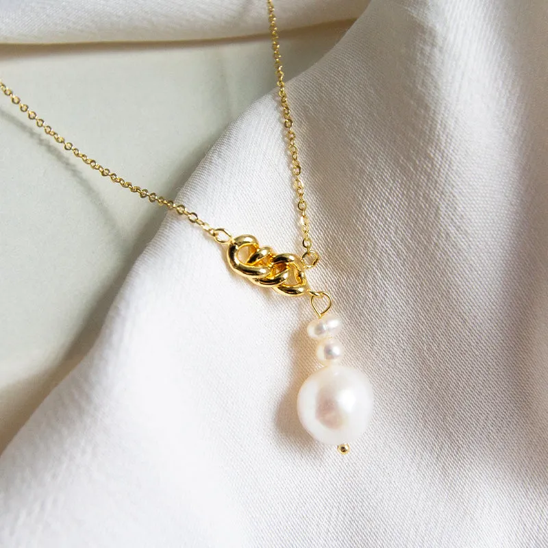 Triple Pearl Link Necklace