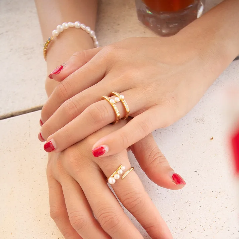 Triple Pearl Link Ring