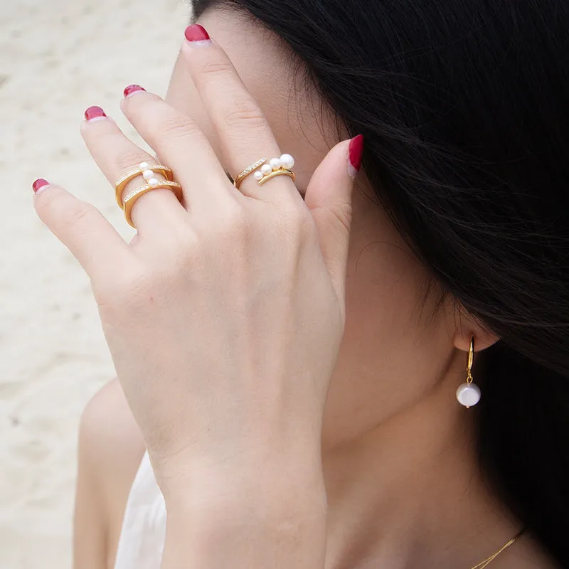 Triple Pearl Link Ring