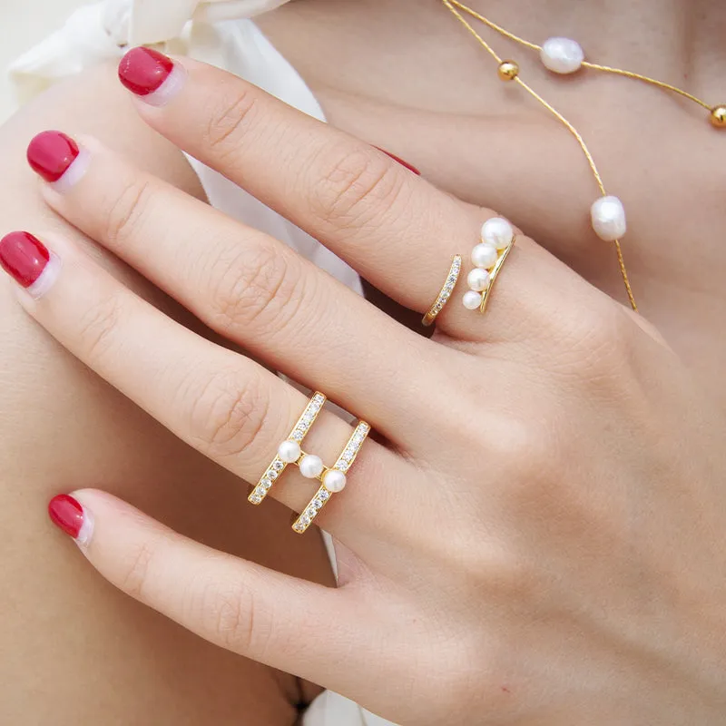 Triple Pearl Link Ring