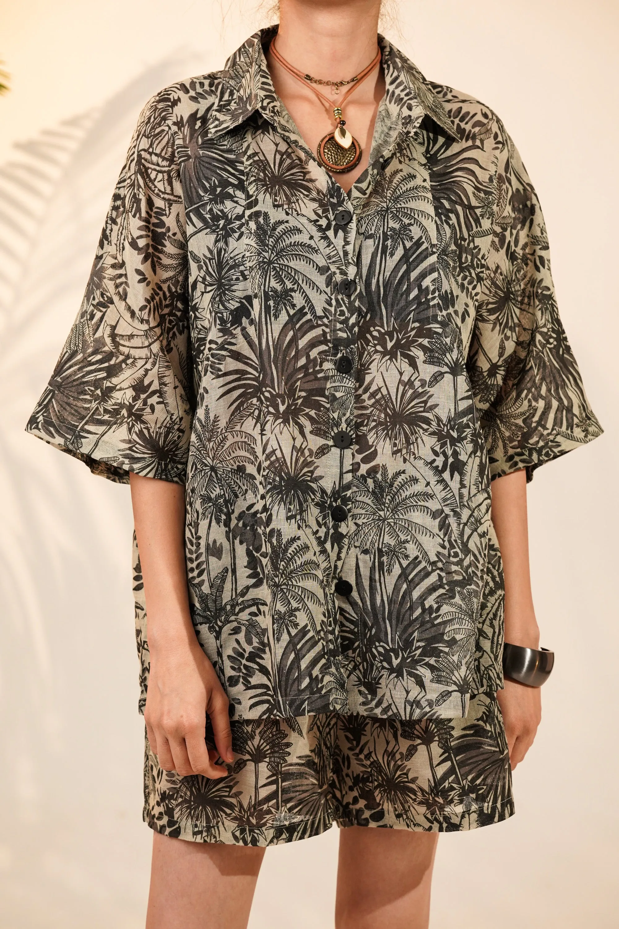 Tropical Blossom Linen Coord Set