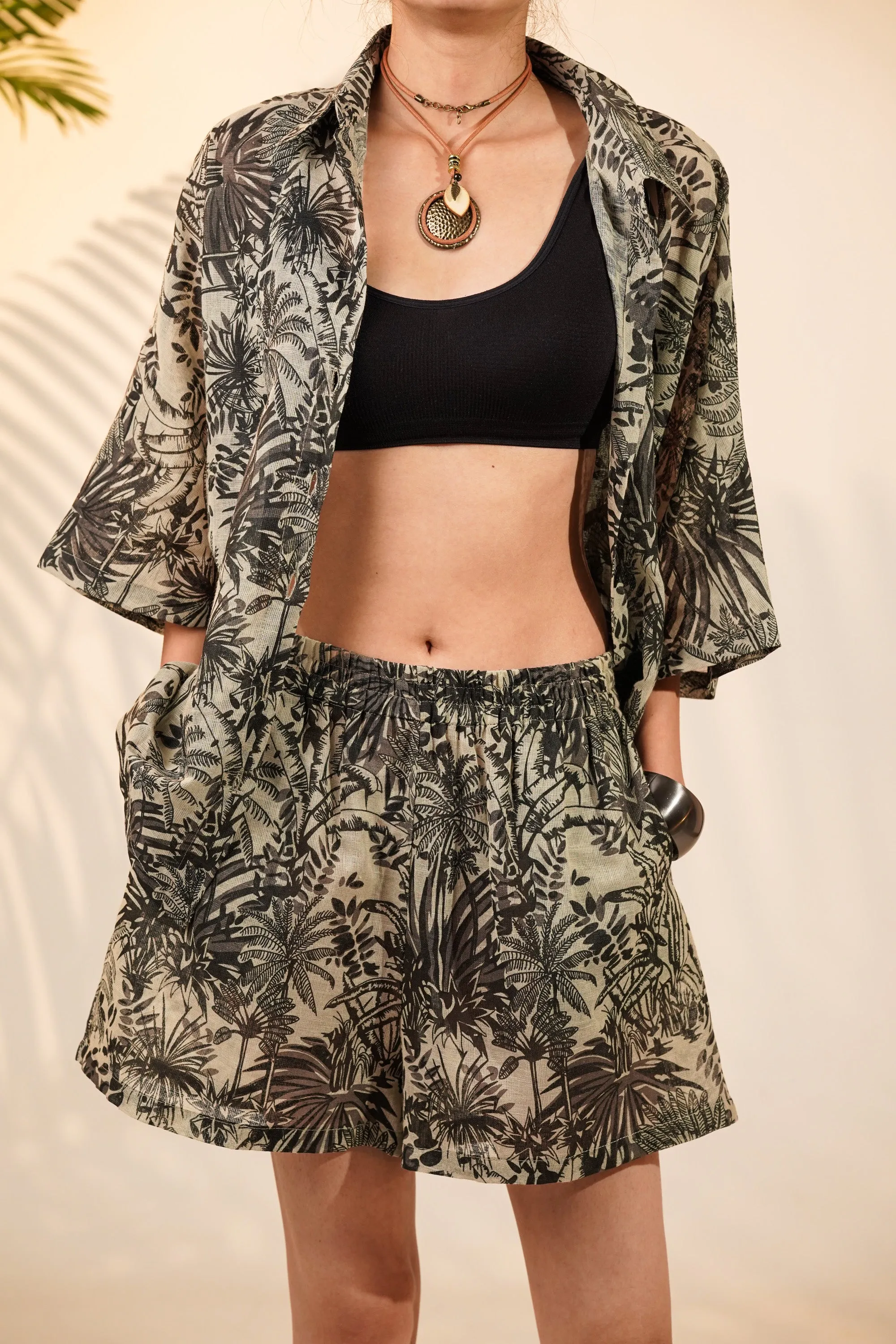 Tropical Blossom Linen Coord Set