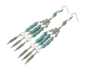 Turquoise Feather Earrings handmade jewelry western southwestern southwest cowgirl wedding boho bohemian