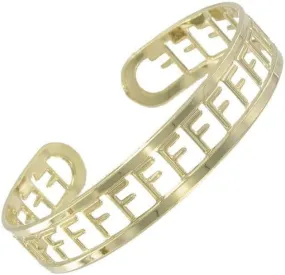 Vintage 1970s Yellow Gold Tone Letter Initial F Cuff Bracelet 5 3/4" Fashion Bracelets for Women Trendy Accessories for Women Stylish Additions