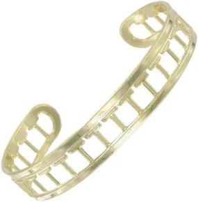 Vintage 1970s Yellow Gold Tone Letter Initial T Cuff Bracelet 5 3/4" Fashion Bracelets for Women Trendy Accessories for Women Stylish Additions Chic Details