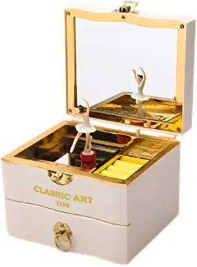 Vintage Music Box with Ballerina Girls Musical Jewelry Storage Box Vintage Jewelry Storage Case with Drawer for Girl Women
