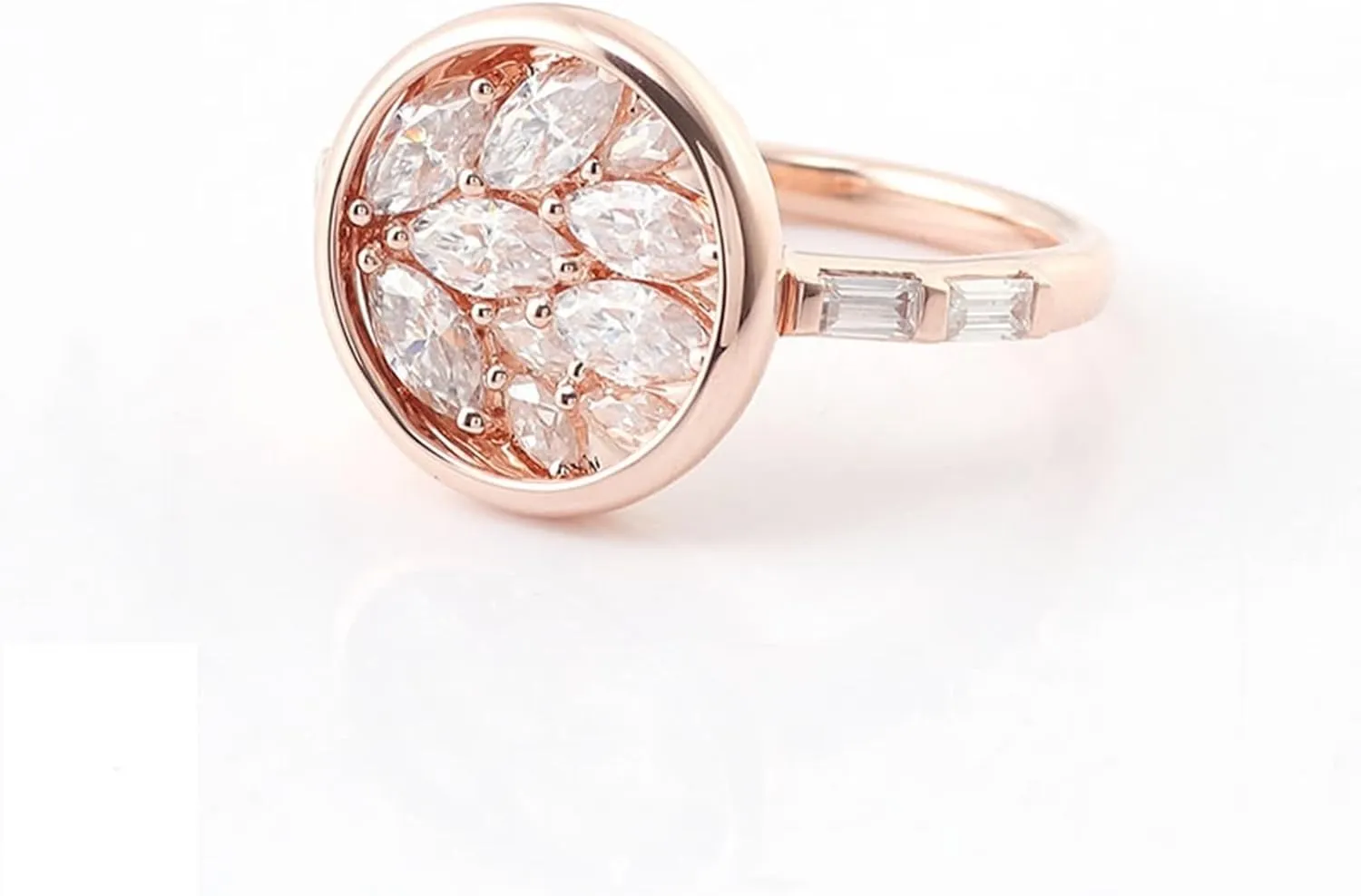 Wycian Jewelry Rings for Women Cluster, Moissanite Diamond Ring 9K Rose Gold D Color Marquise Moissanite Channel Engagement Engagement Rings for Men