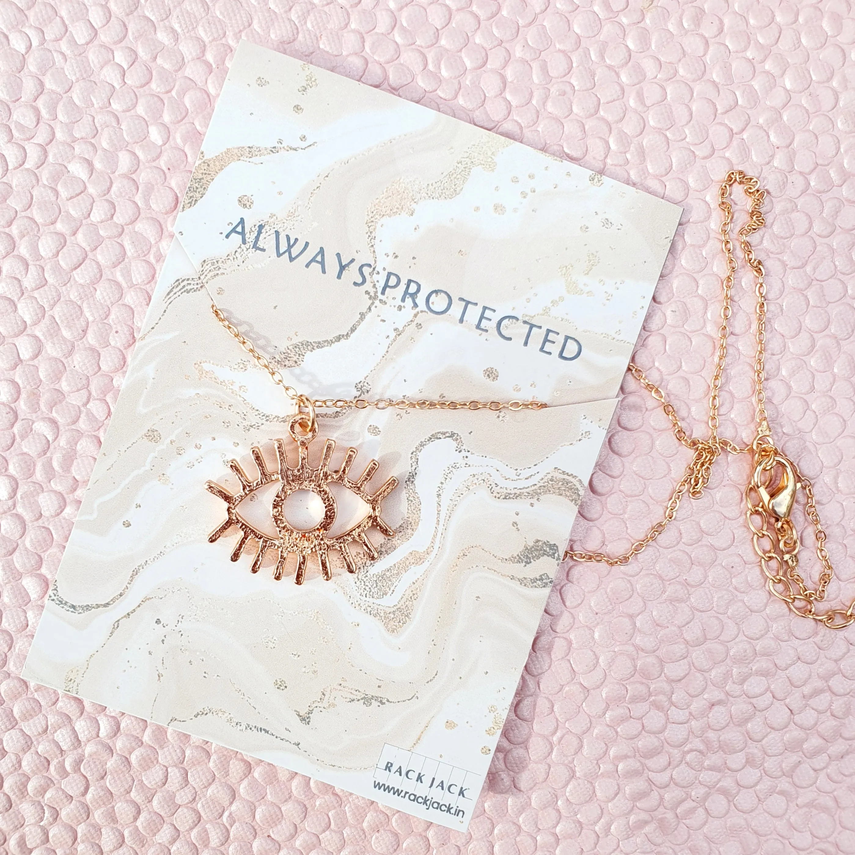 Y2K Charm Pendant RoseGold Necklace - Evil Eye - RoseGold
