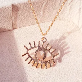 Y2K Charm Pendant RoseGold Necklace - Evil Eye - RoseGold