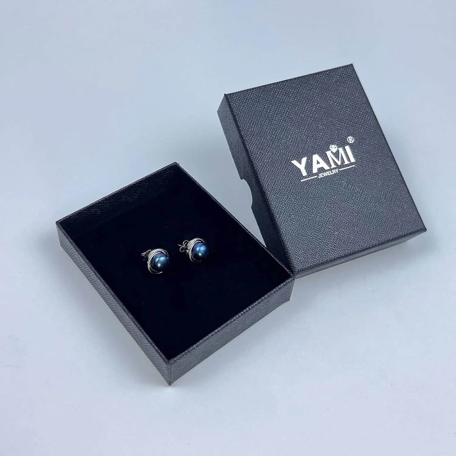YAMI Sterling Silver Natural Cultured Pearl Earrings for Women, Black/White/Pink/Grey Pearl Stud Earrings 8MM, Hypoallergenic Jewelry Gifts for Mother Wife Her